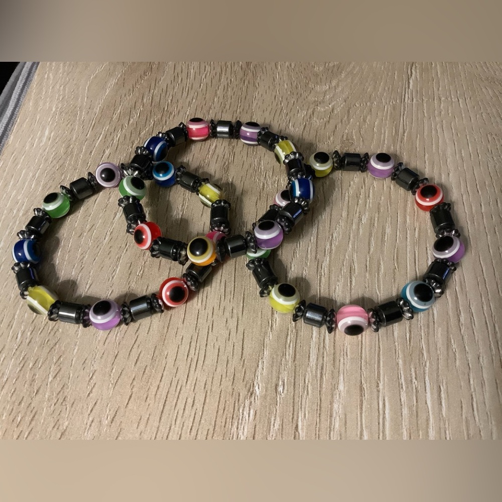 Multi Color Solid Evil Eye Good Luck Bracelet